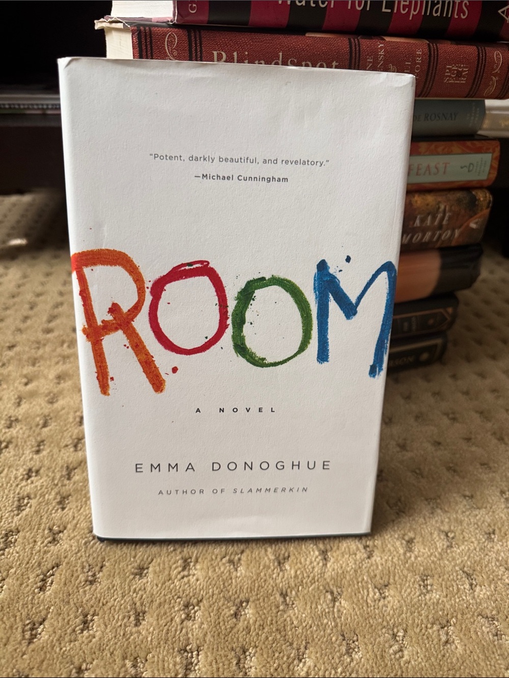 Room by Emma Donoghue — White Cover with Multicolor Title